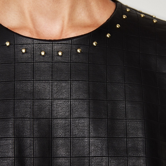 Zara black studded embossed leather dress - Picture 6 of 7